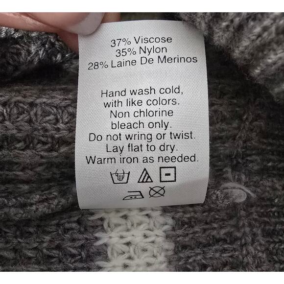 J Crew Merino Wool Striped Grey Sweater Size XXS Waffle Knit Crew Neck - Picture 6 of 6